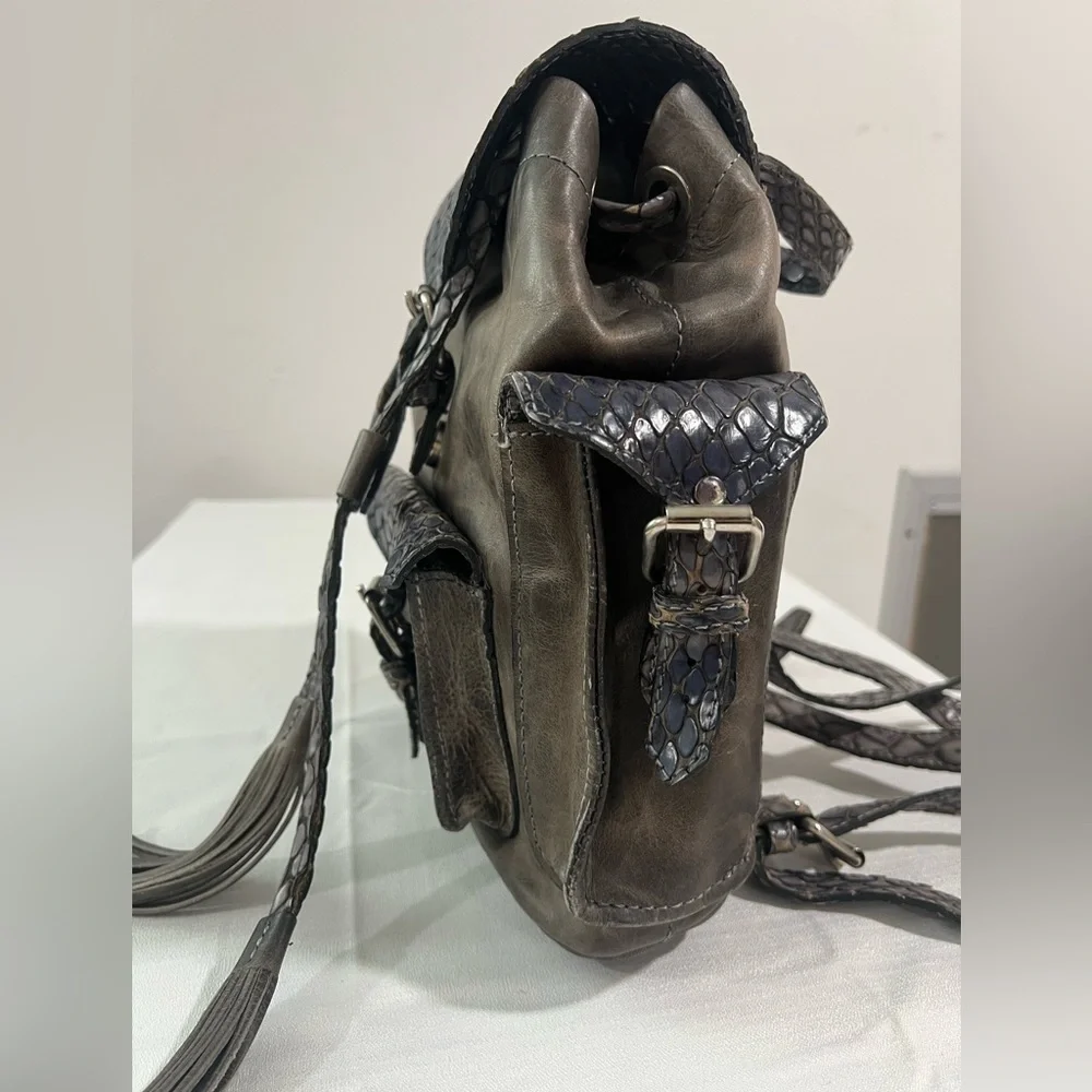 Freebird By Steven Brett Stone Snake Leather Backpack - Picture 2 of 11